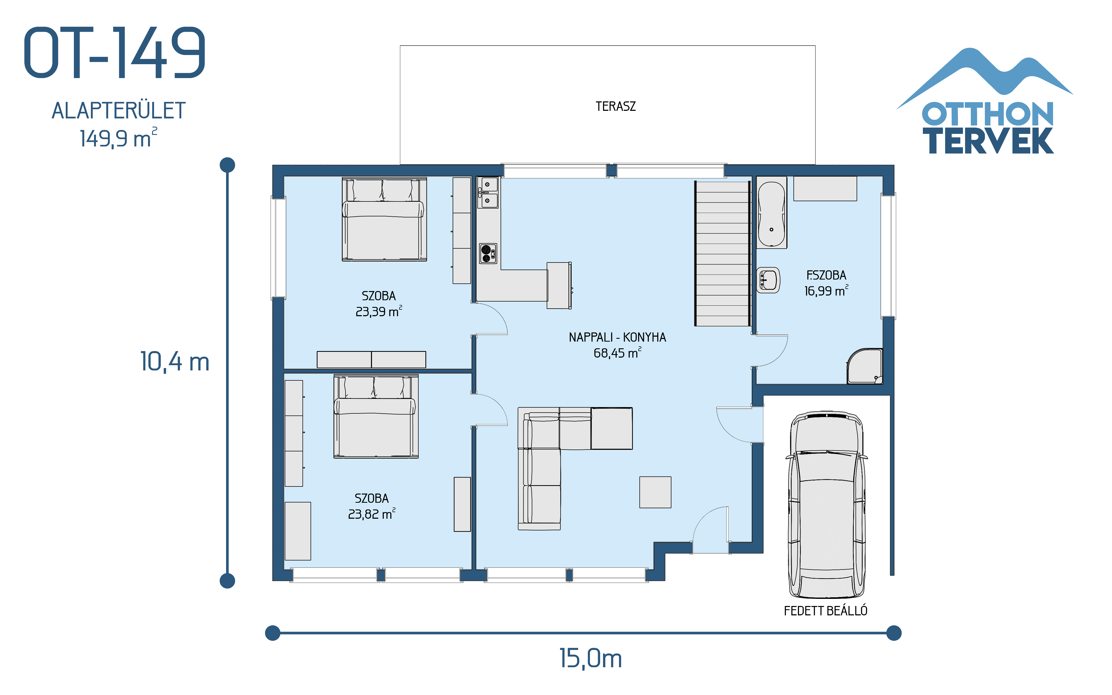 Alaprajz - Gárdony 180 m²-es családi ház típusterv