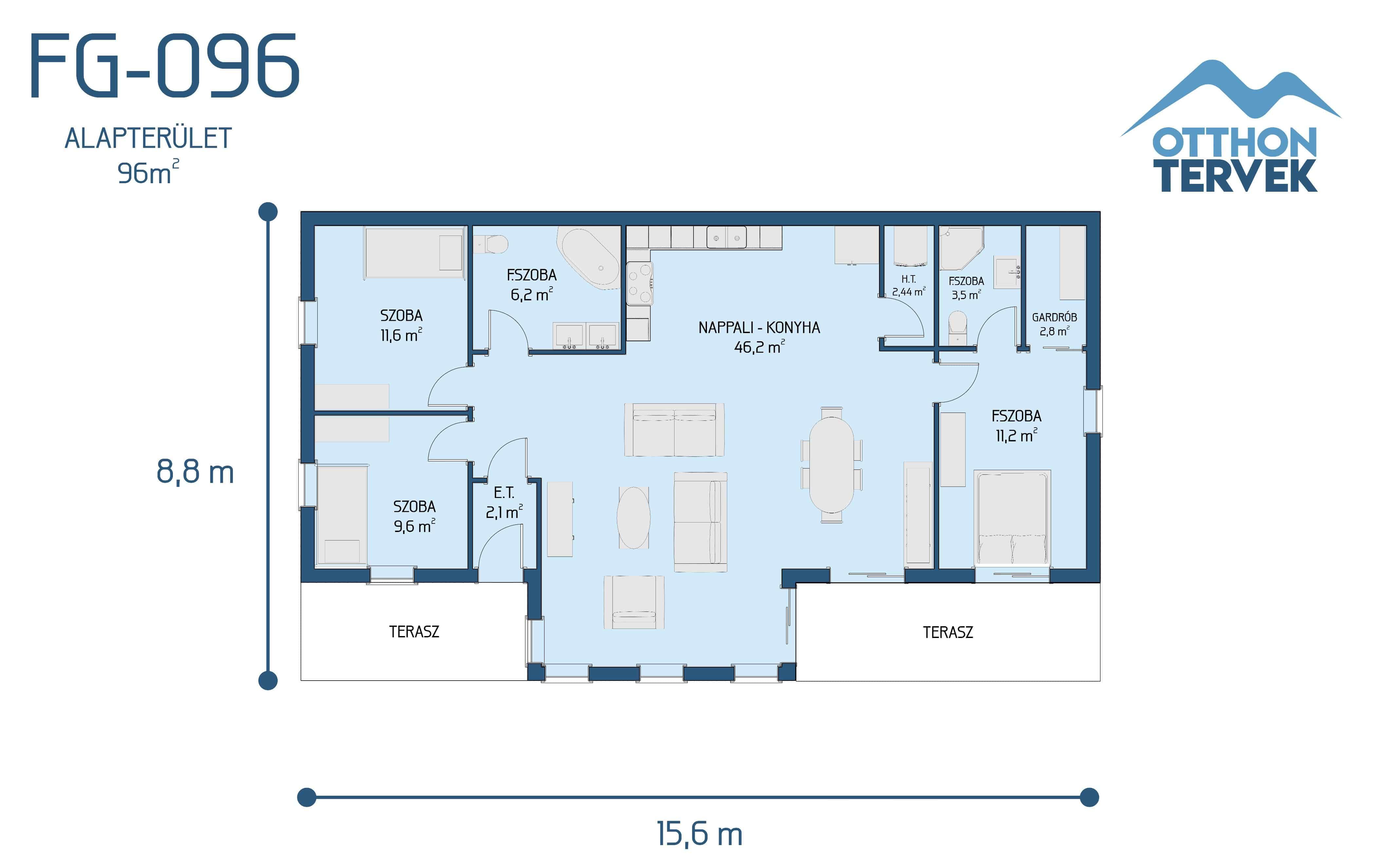 Alaprajz - Diósd 127 m²-es családi ház típusterv