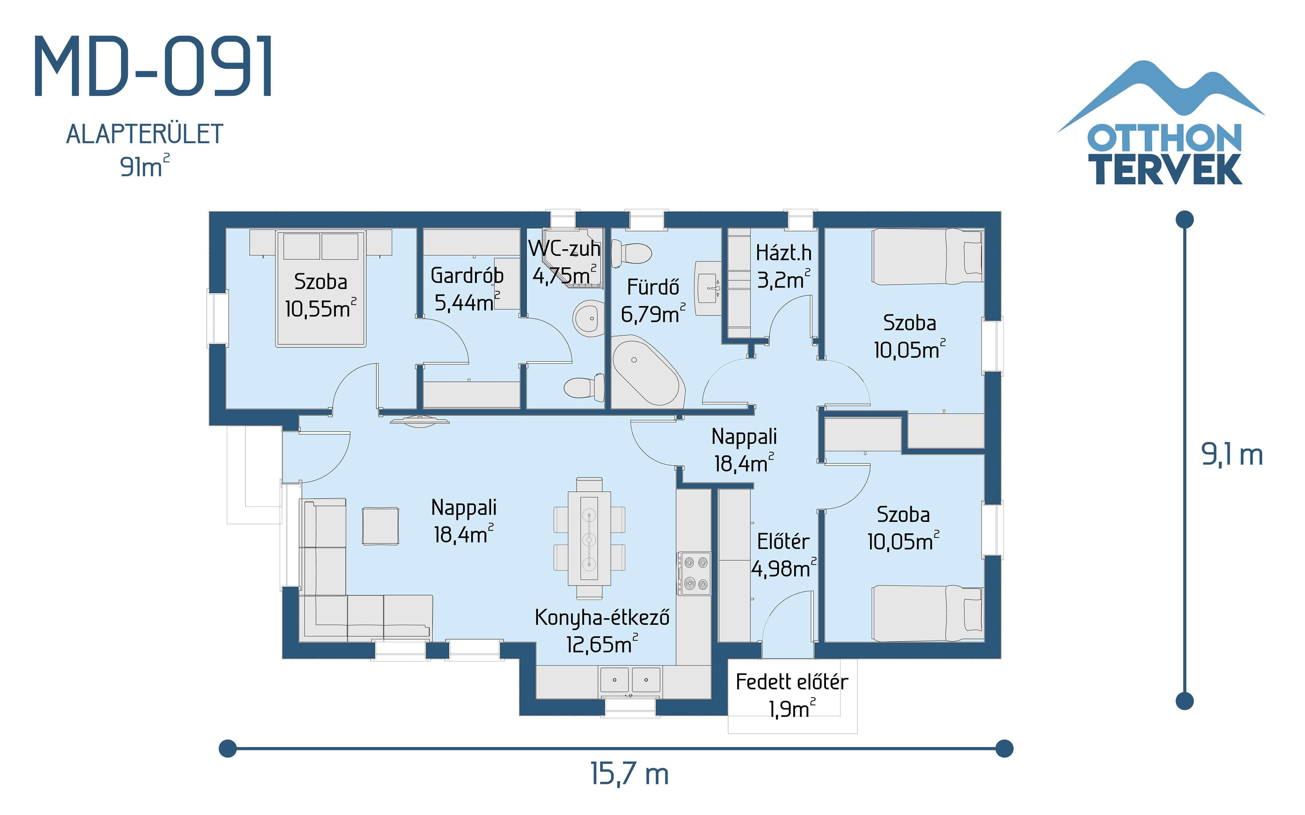 Alaprajz - Pilisvörösvár 110 m²-es családi ház típusterv