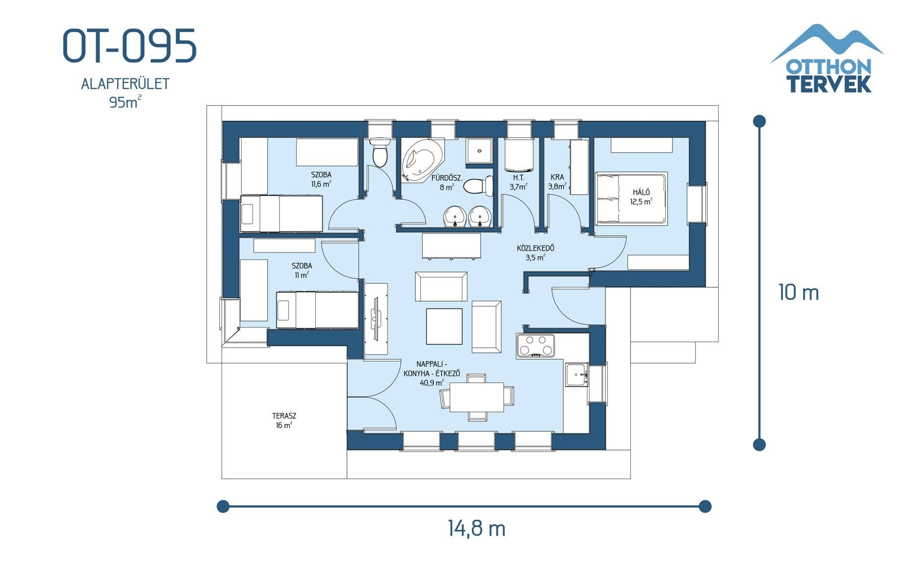 Alaprajz - Szigethalom 117 m²-es családi ház típusterv