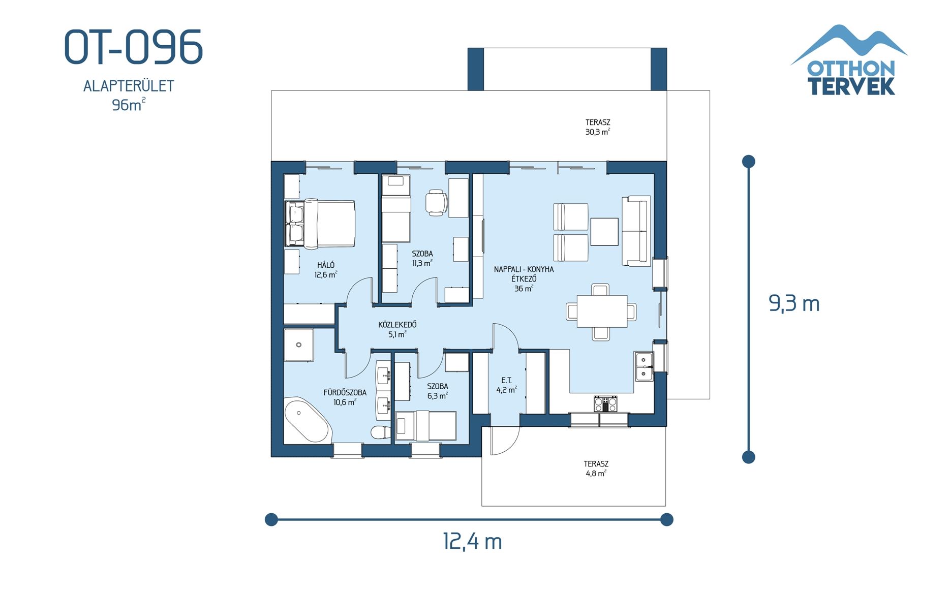 Alaprajz - Törökbálint 127 m²-es családi ház típusterv