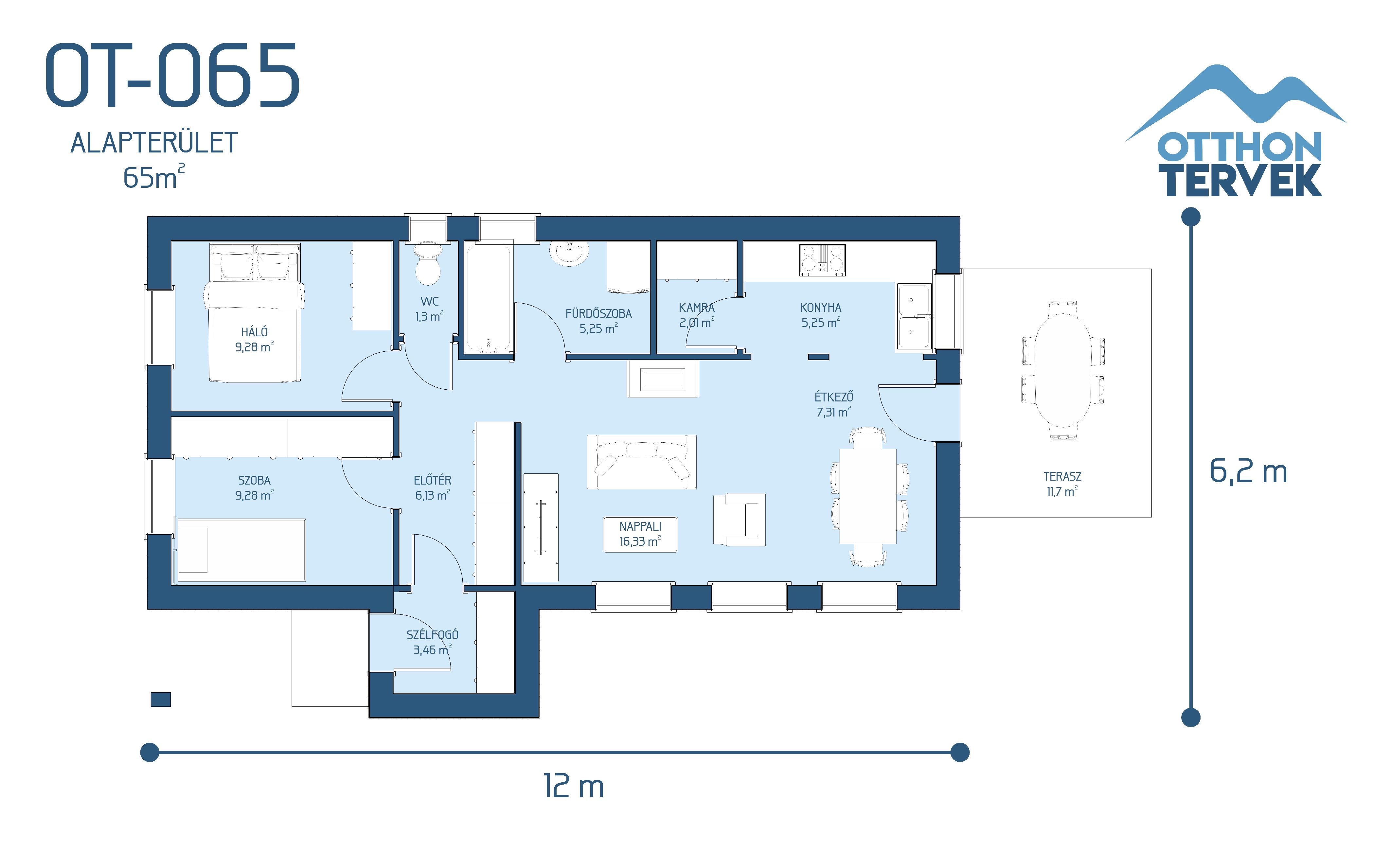 Alaprajz - Dorog 85 m²-es családi ház típusterv