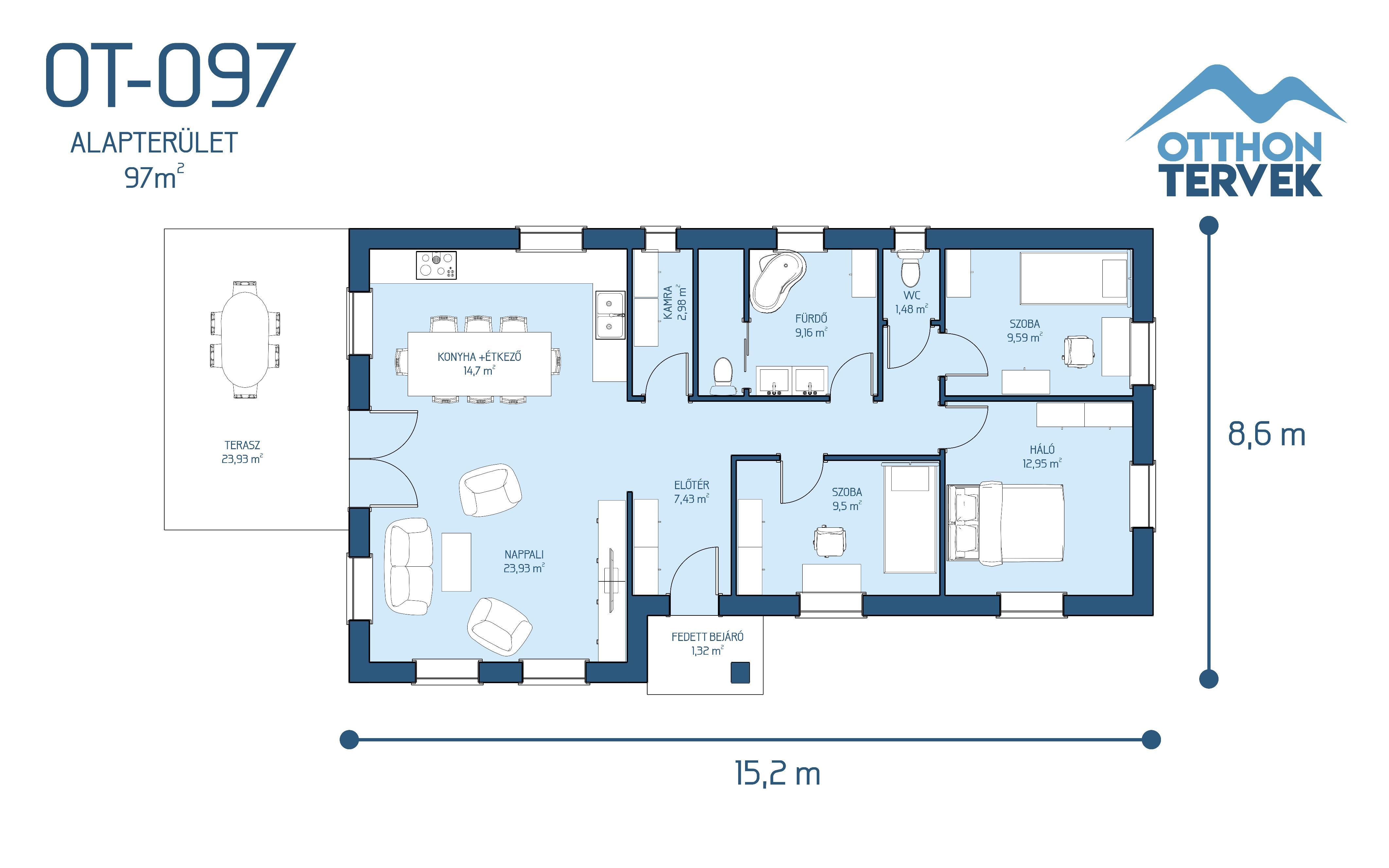 Alaprajz - Szigetszentmiklós 117 m²-es családi ház típusterv