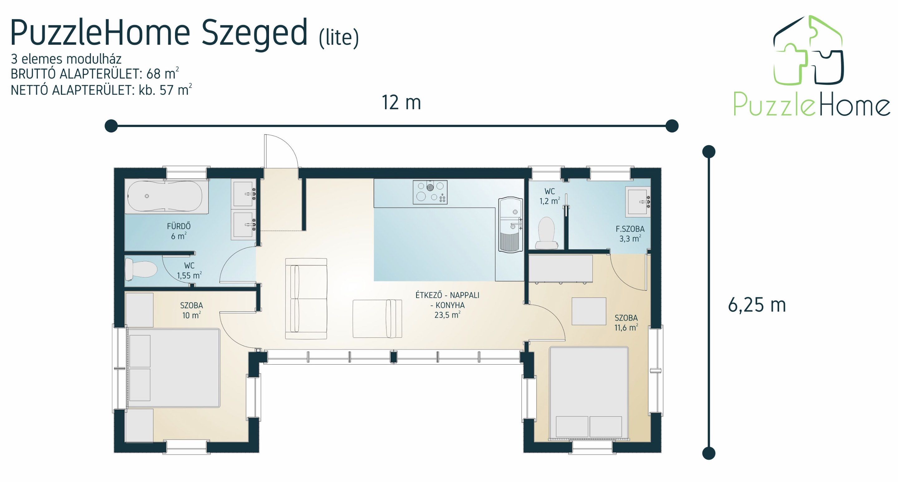 Alaprajz - PuzzleHome Szeged moduláris ház