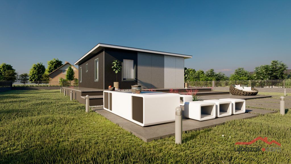 Zadar 75 m²-es PuzzleHome moduláris ház típusterv látványterve szendvicspanel burkolással