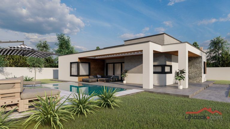 Dunaújváros 112 m²-es lapostetős családi ház típusterv