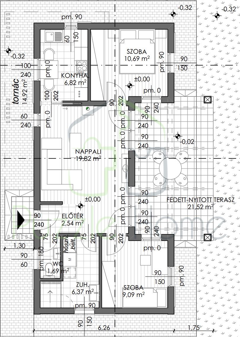 Alaprajz - Sopron 72 m²-es típusterv – modern, egészséges és fenntartható készház